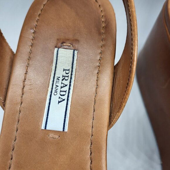 PRADA Leather Platform Wedge Sandals - Picture 12 of 16